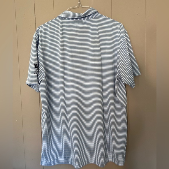 Peter Millar Summer Comfort Golf Polo Blue White Striped Embroidered Logo Large - Picture 4 of 9